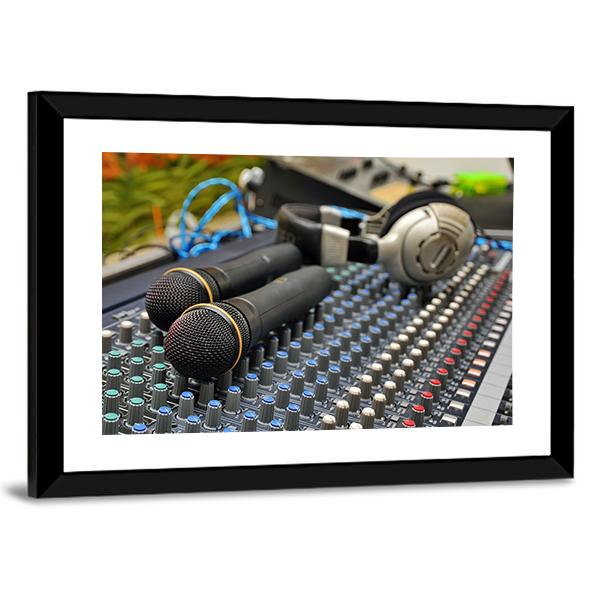 Microphones & Sound Mixer Canvas Wall Art-3 Horizontal-Gallery Wrap-25" x 16"-Tiaracle