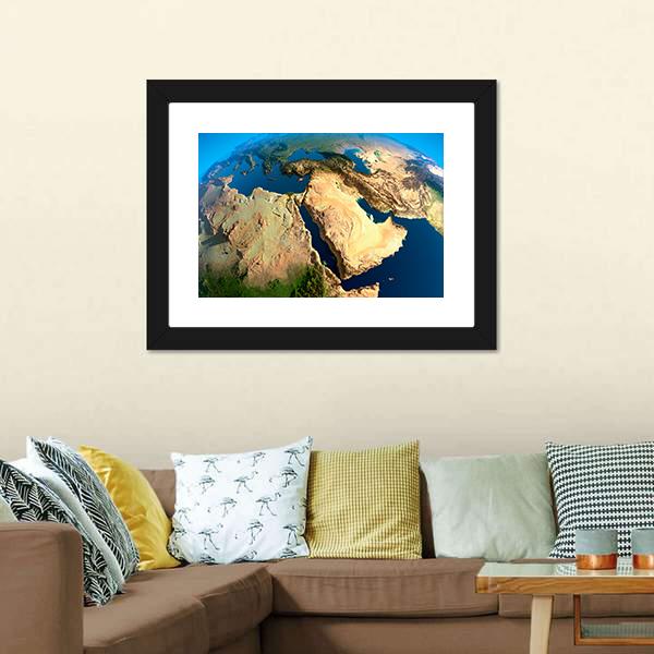 Middle East Satellite View Canvas Wall Art-1 Piece-Framed Print-20" x 16"-Tiaracle
