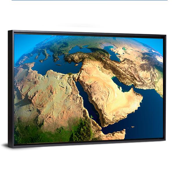Middle East Satellite View Canvas Wall Art-3 Horizontal-Gallery Wrap-25" x 16"-Tiaracle