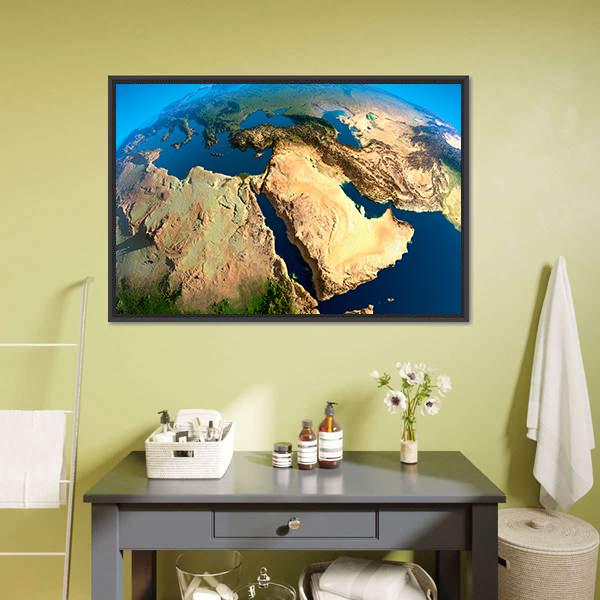Middle East Satellite View Canvas Wall Art-3 Horizontal-Gallery Wrap-25" x 16"-Tiaracle