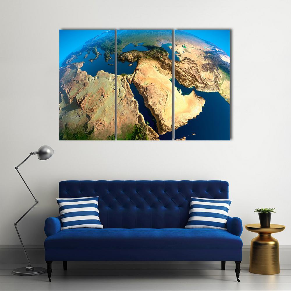 Middle East Satellite View Canvas Wall Art-3 Horizontal-Gallery Wrap-37" x 24"-Tiaracle