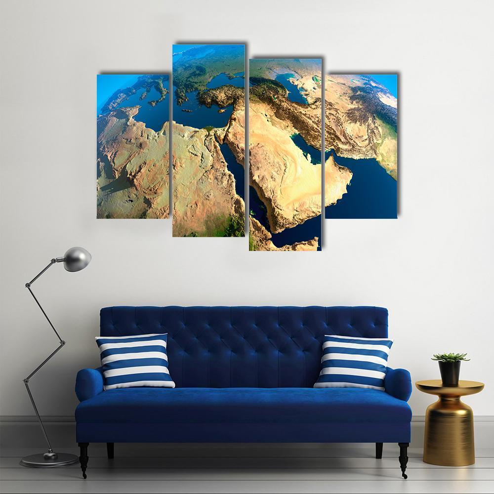 Middle East Satellite View Canvas Wall Art-4 Pop-Gallery Wrap-50" x 32"-Tiaracle