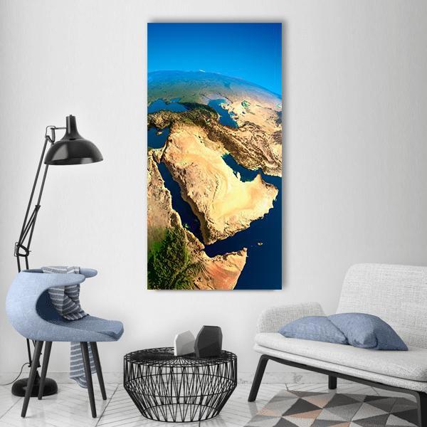 Middle East Satellite View Vertical Canvas Wall Art-1 Vertical-Gallery Wrap-12" x 24"-Tiaracle