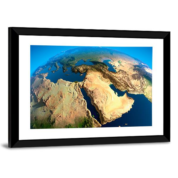 Middle East Satellite View Vertical Canvas Wall Art-3 Vertical-Gallery Wrap-12" x 25"-Tiaracle