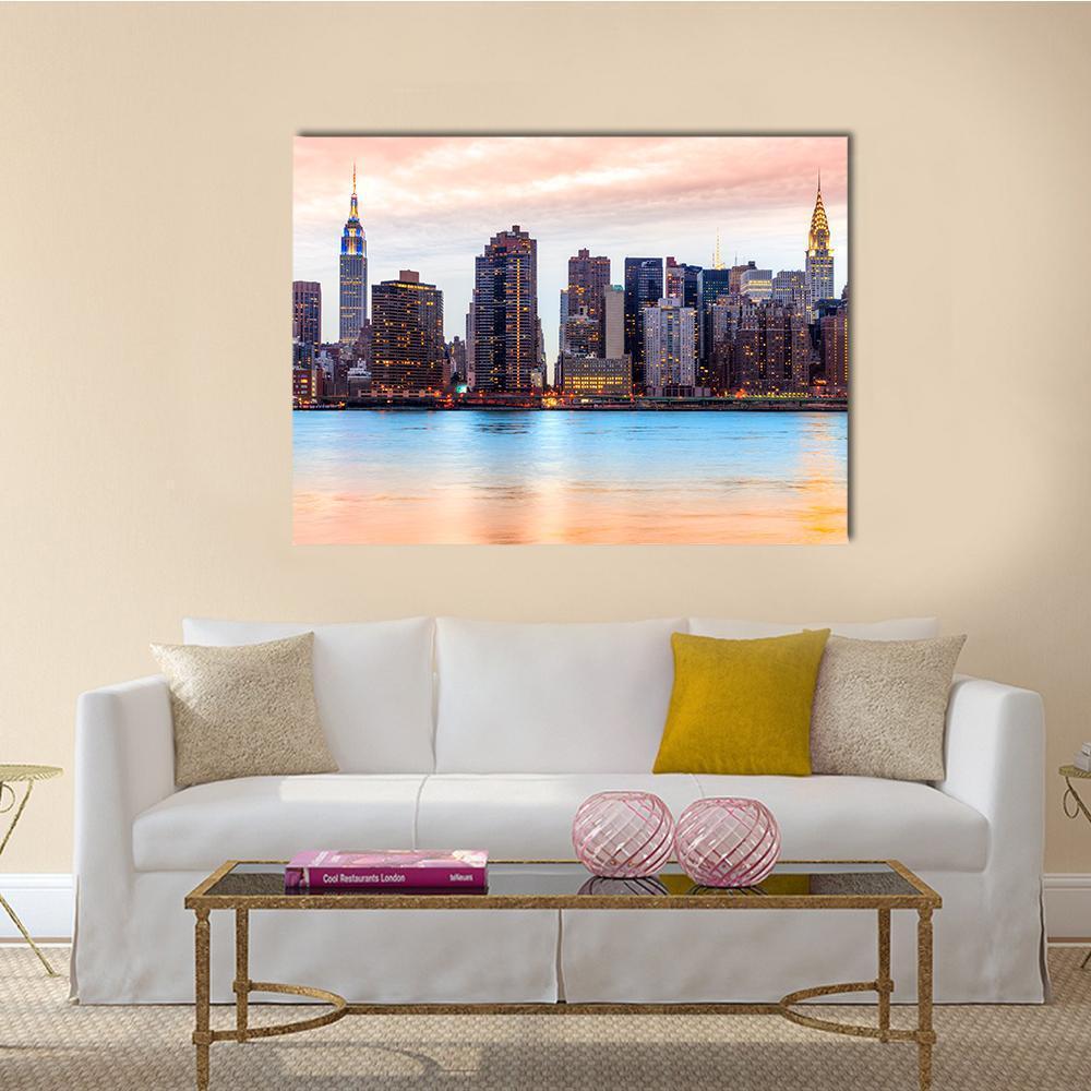 Midtown Manhattan Skyline Canvas Wall Art-1 Piece-Gallery Wrap-48" x 32"-Tiaracle