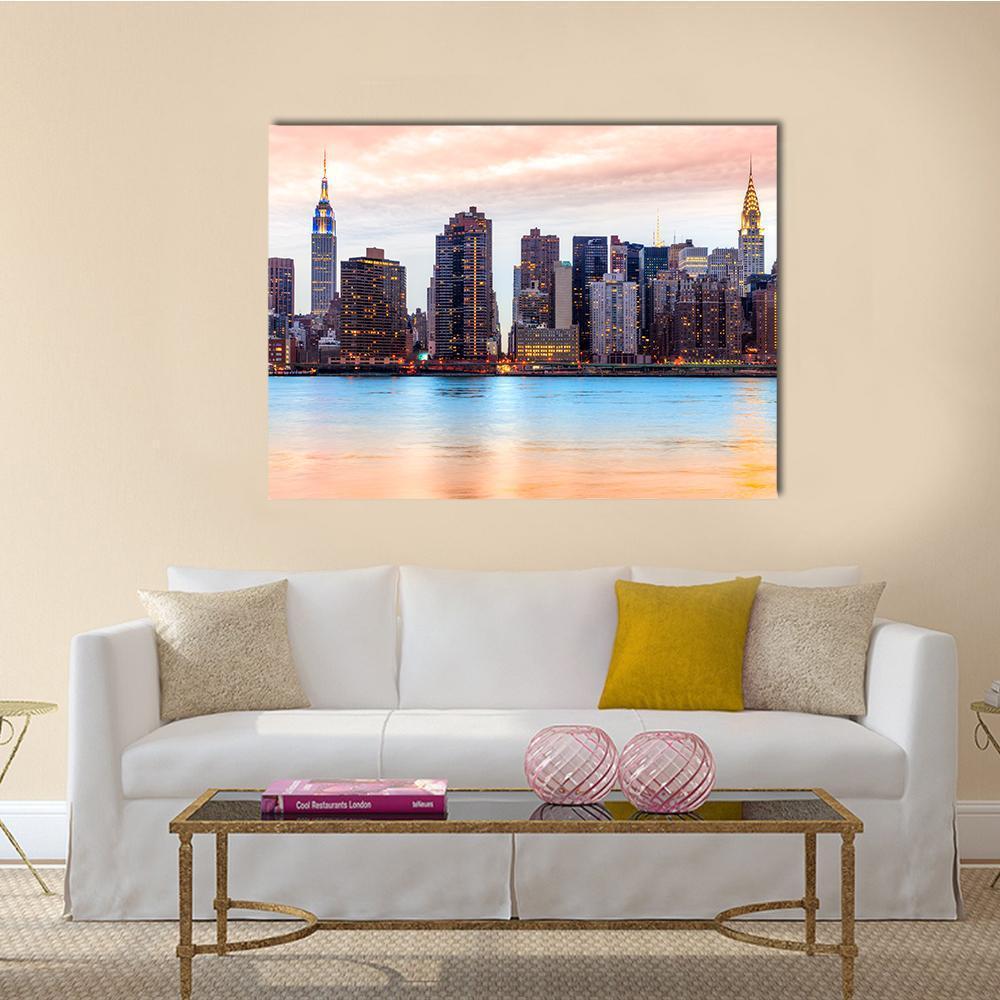 Midtown Manhattan Skyline Canvas Wall Art-4 Pop-Gallery Wrap-50" x 32"-Tiaracle