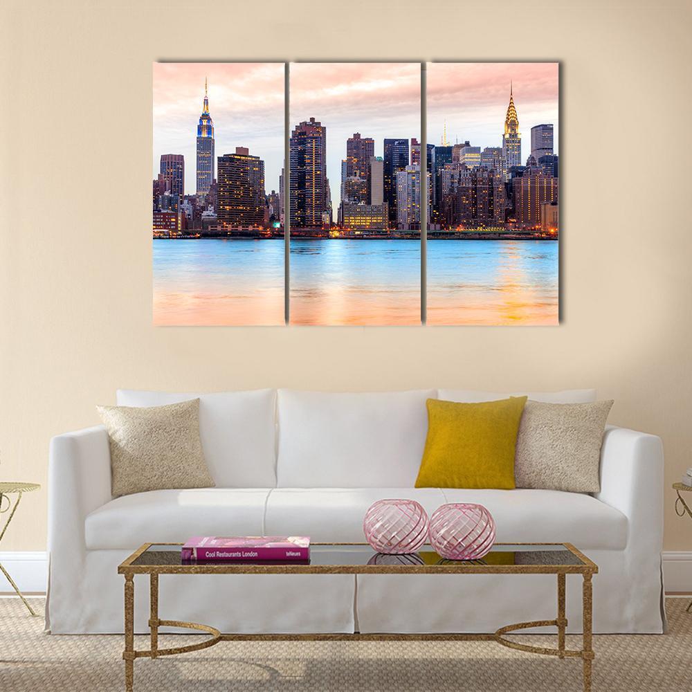 Midtown Manhattan Skyline Canvas Wall Art-3 Horizontal-Gallery Wrap-37" x 24"-Tiaracle