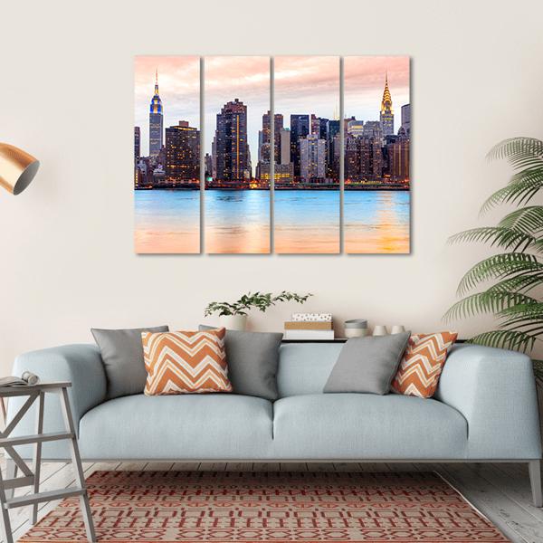 Midtown Manhattan Skyline Canvas Wall Art-4 Horizontal-Gallery Wrap-34" x 24"-Tiaracle