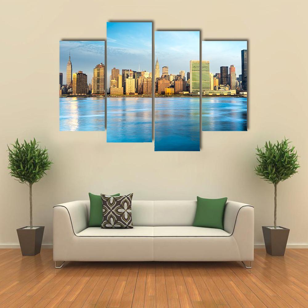 Midtown Manhattan Skyline US Canvas Wall Art-4 Pop-Gallery Wrap-50&quot; x 32&quot;-Tiaracle