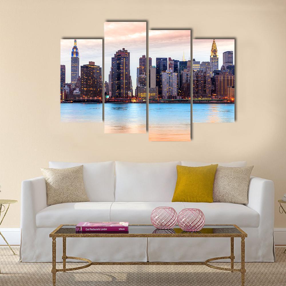 Midtown Manhattan Skyline Canvas Wall Art-4 Pop-Gallery Wrap-50" x 32"-Tiaracle