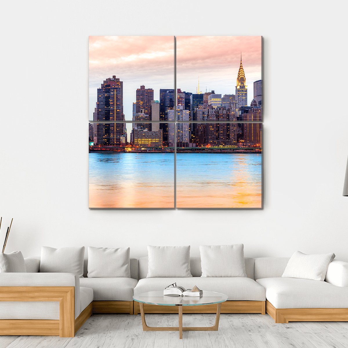 Midtown Manhattan Skyline Canvas Wall Art-4 Square-Gallery Wrap-17" x 17"-Tiaracle