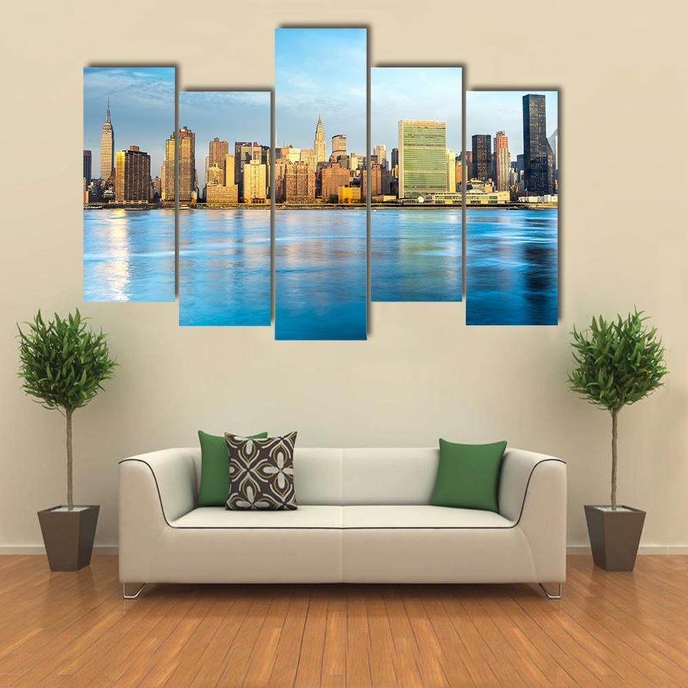 Midtown Manhattan Skyline US Canvas Wall Art-5 Pop-Gallery Wrap-47&quot; x 32&quot;-Tiaracle