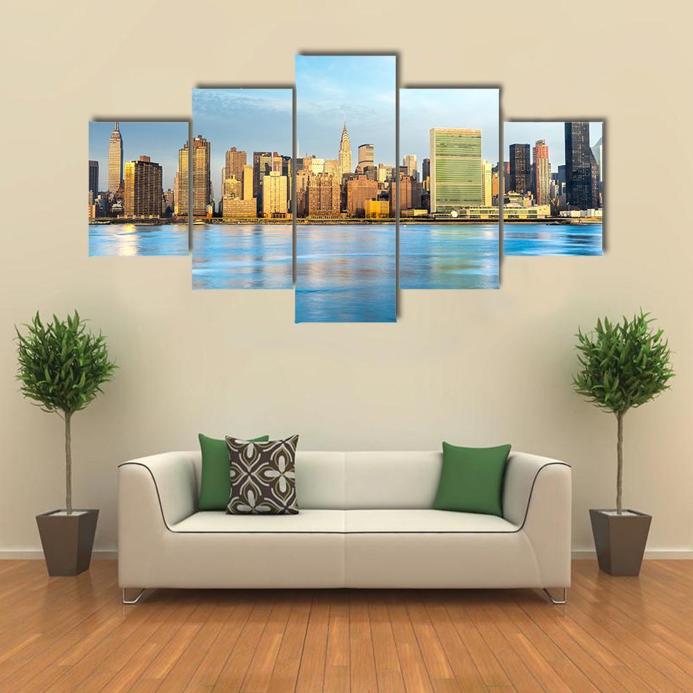 Midtown Manhattan Skyline US Canvas Wall Art-5 Star-Gallery Wrap-62&quot; x 32&quot;-Tiaracle