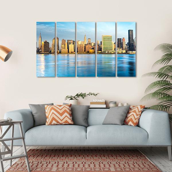 Midtown Manhattan Skyline US Canvas Wall Art-5 Horizontal-Gallery Wrap-22" x 12"-Tiaracle