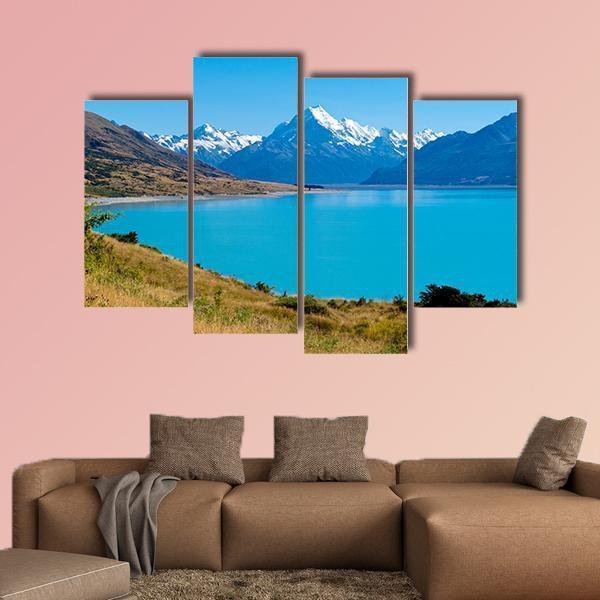 Lake Pukaki New Zealand Canvas Wall Art-4 Pop-Gallery Wrap-50" x 32"-Tiaracle