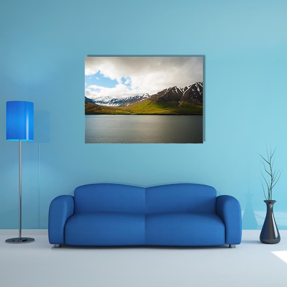 Olafsfjordur In Winter Canvas Wall Art-1 Piece-Gallery Wrap-48" x 32"-Tiaracle