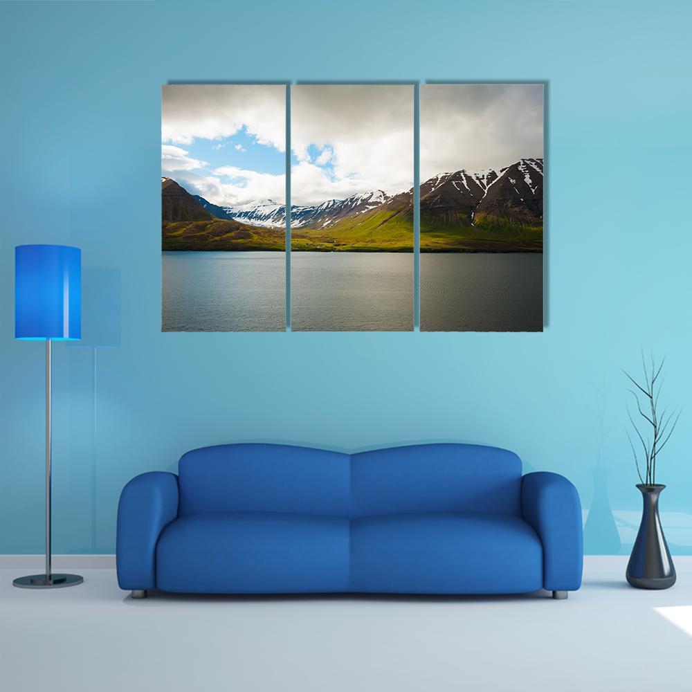 Olafsfjordur In Winter Canvas Wall Art-3 Horizontal-Gallery Wrap-37" x 24"-Tiaracle