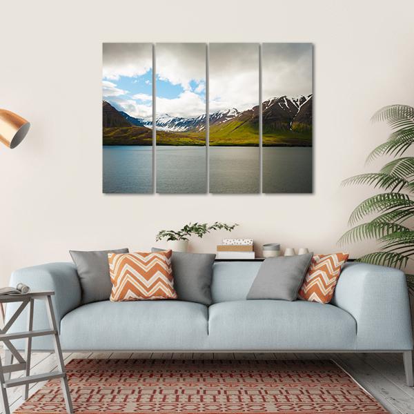 Olafsfjordur In Winter Canvas Wall Art-4 Horizontal-Gallery Wrap-34" x 24"-Tiaracle