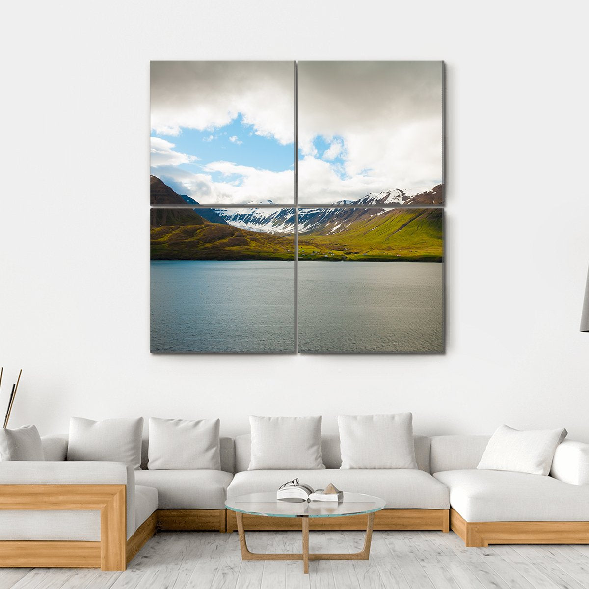 Olafsfjordur In Winter Canvas Wall Art-4 Square-Gallery Wrap-17" x 17"-Tiaracle