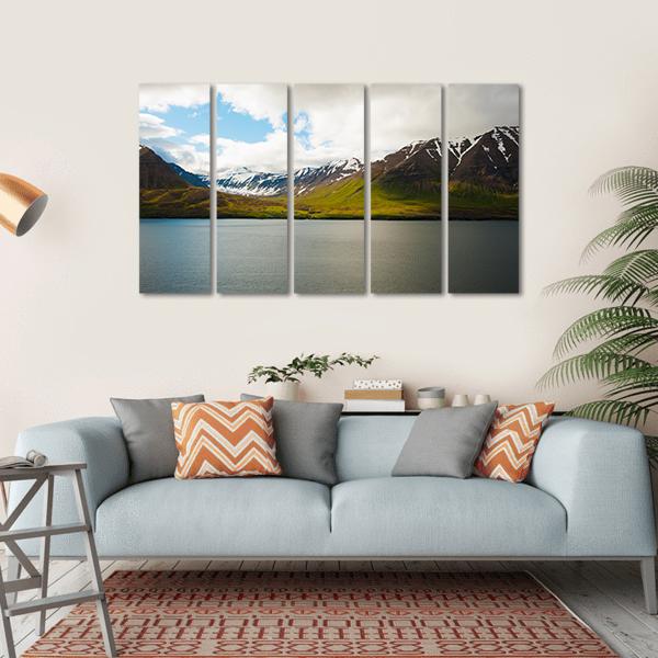 Olafsfjordur In Winter Canvas Wall Art-5 Horizontal-Gallery Wrap-22" x 12"-Tiaracle
