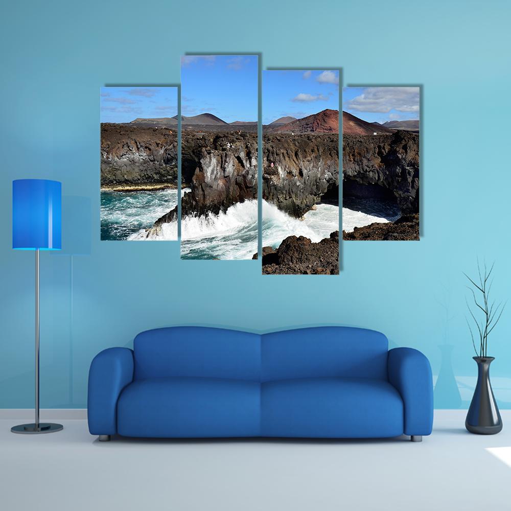 Los Hervideros Spain Canvas Wall Art-4 Pop-Gallery Wrap-50" x 32"-Tiaracle