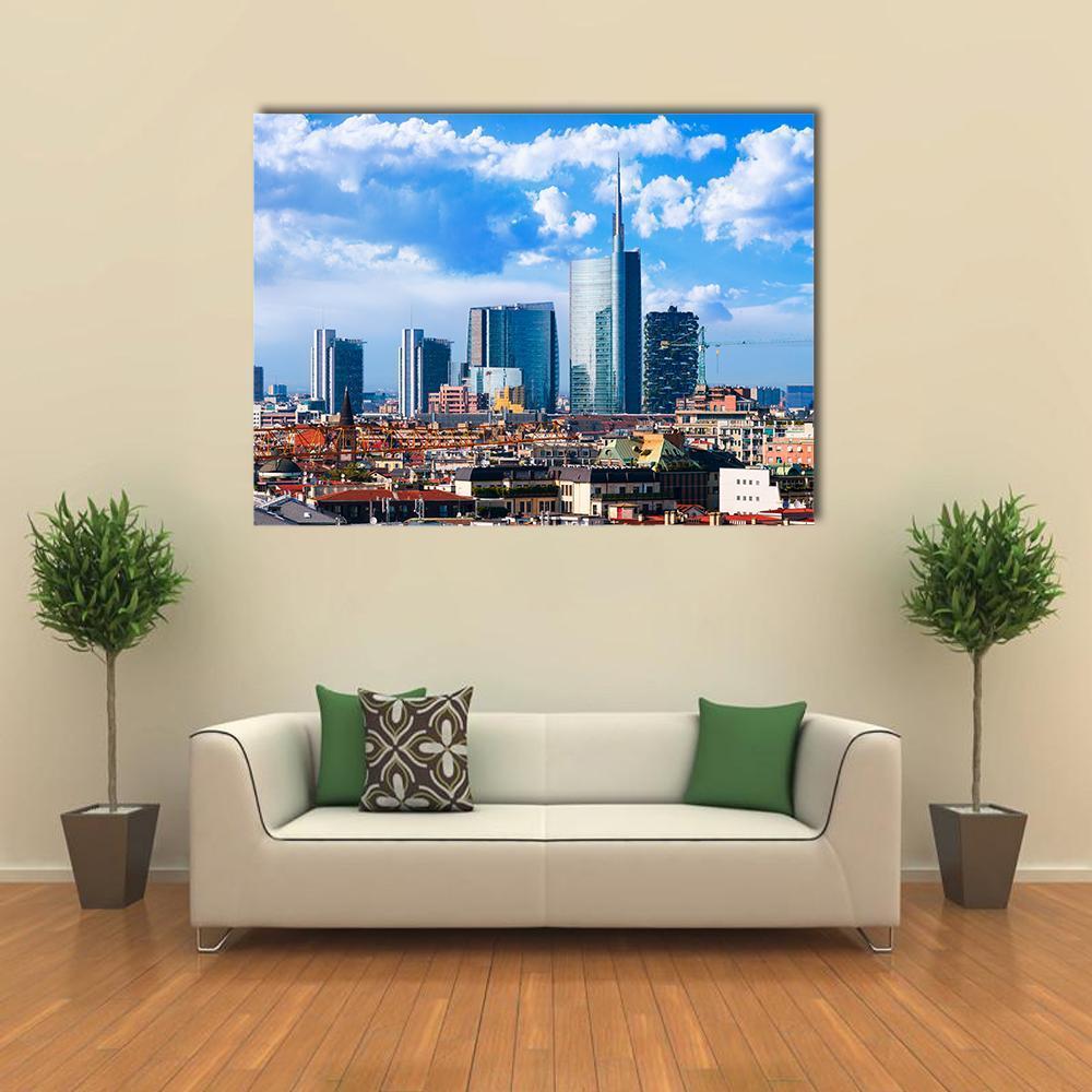 Milan Skyline Canvas Wall Art-4 Pop-Gallery Wrap-50" x 32"-Tiaracle