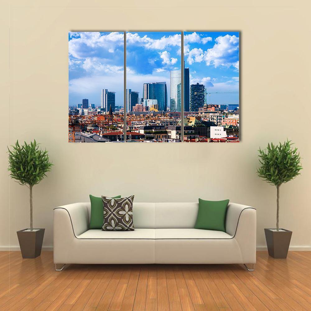 Milan Skyline Canvas Wall Art-3 Horizontal-Gallery Wrap-37" x 24"-Tiaracle