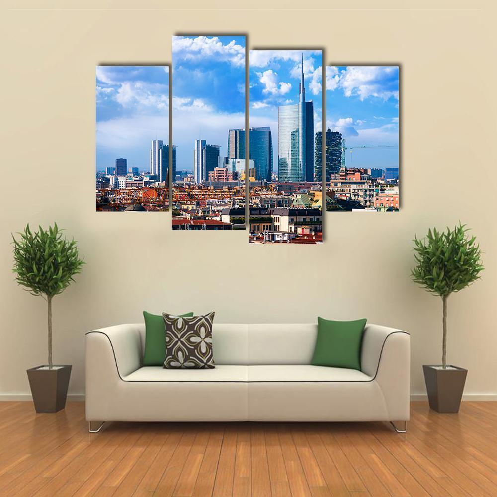 Milan Skyline Canvas Wall Art-4 Pop-Gallery Wrap-50" x 32"-Tiaracle