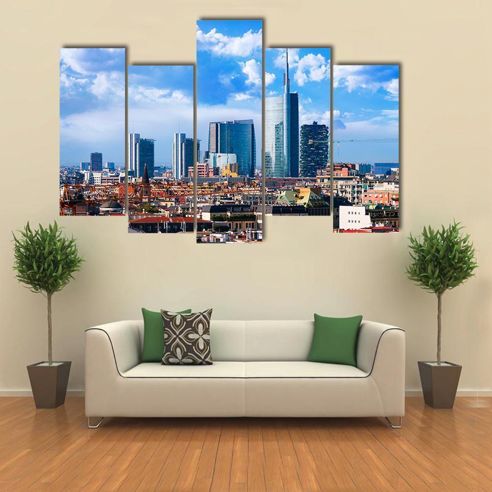Milan Skyline Canvas Wall Art-5 Pop-Gallery Wrap-47" x 32"-Tiaracle