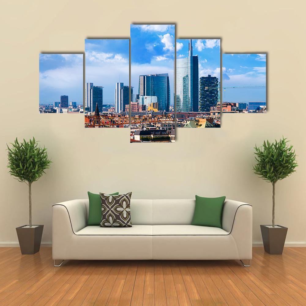 Milan Skyline Canvas Wall Art-5 Star-Gallery Wrap-62" x 32"-Tiaracle