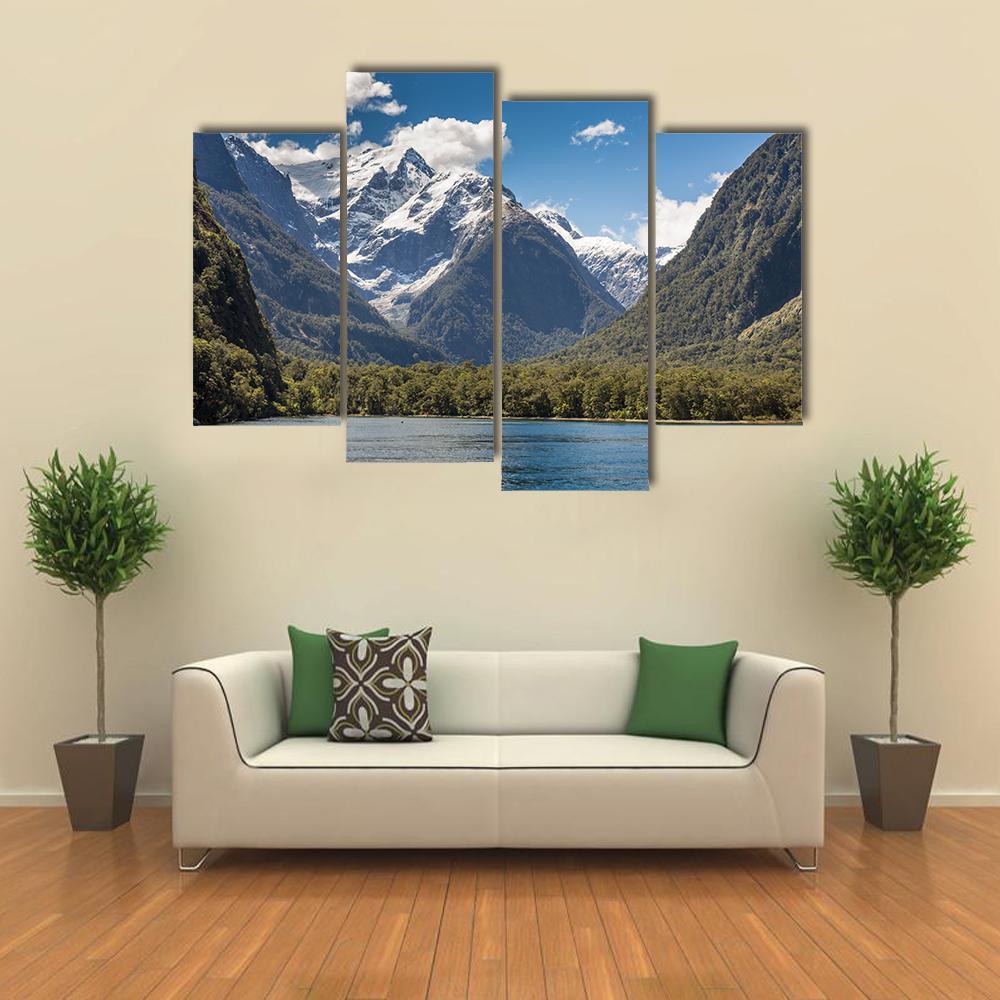 Milford Sound Fiordland Canvas Wall Art-4 Pop-Gallery Wrap-50" x 32"-Tiaracle