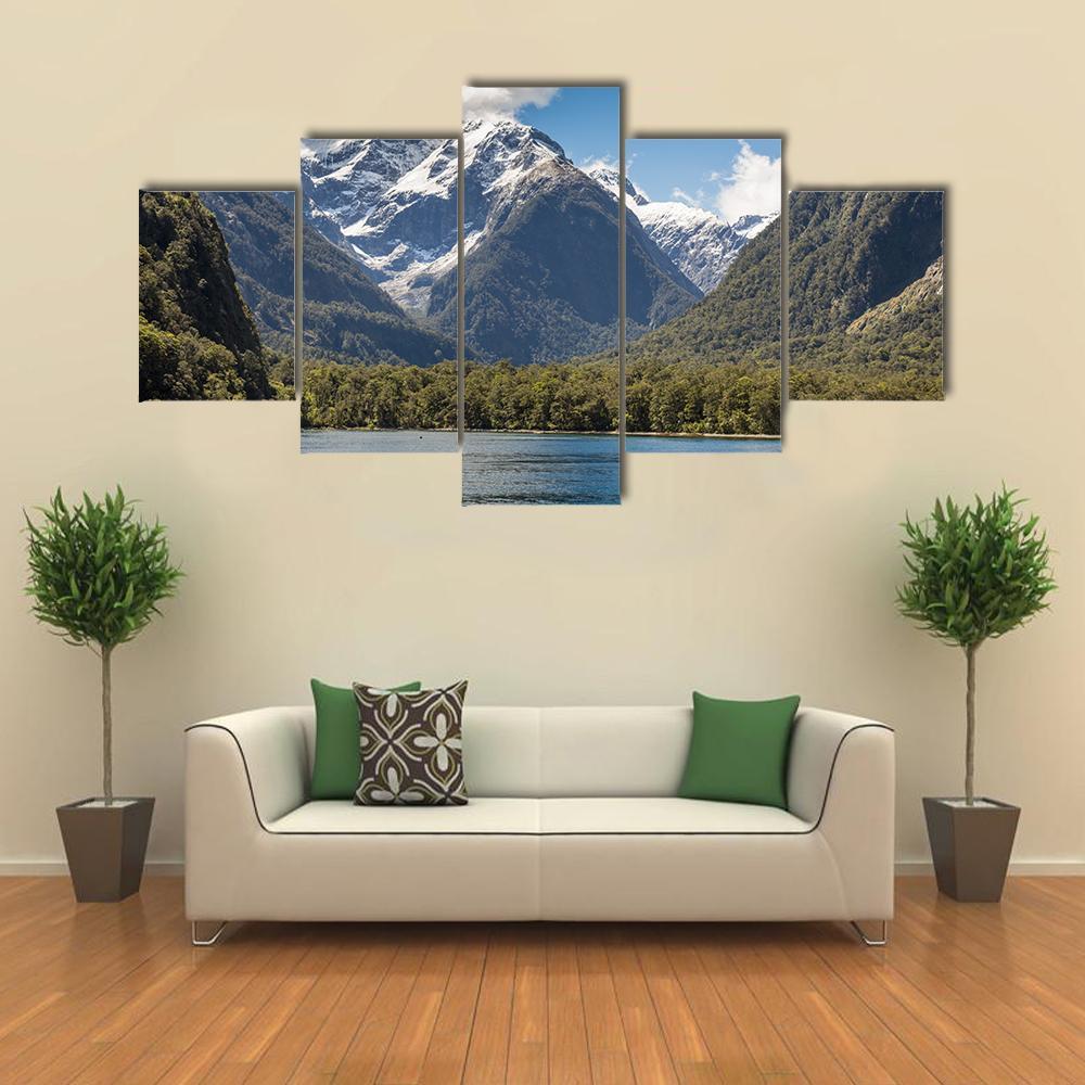Milford Sound Fiordland Canvas Wall Art-5 Star-Gallery Wrap-62" x 32"-Tiaracle