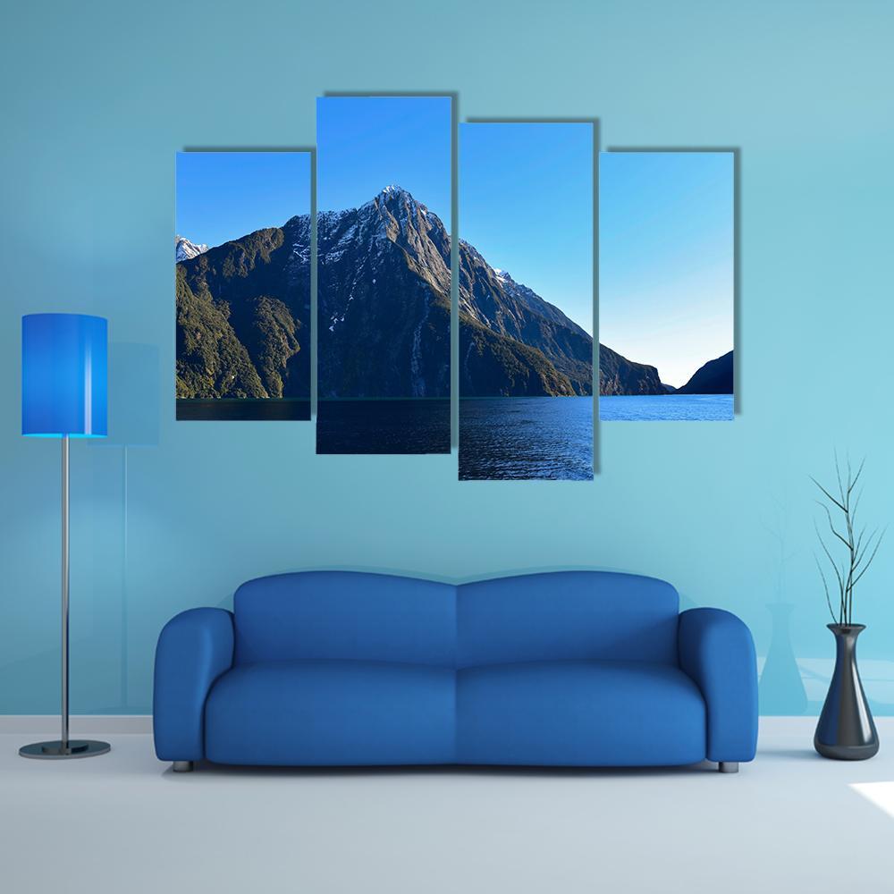 Milford Sound In Fiordland Canvas Wall Art-4 Pop-Gallery Wrap-50" x 32"-Tiaracle
