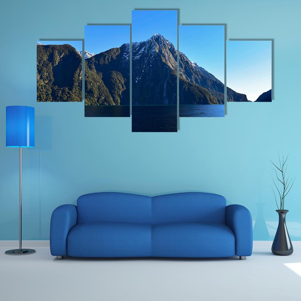 Milford Sound In Fiordland Canvas Wall Art-5 Star-Gallery Wrap-62" x 32"-Tiaracle