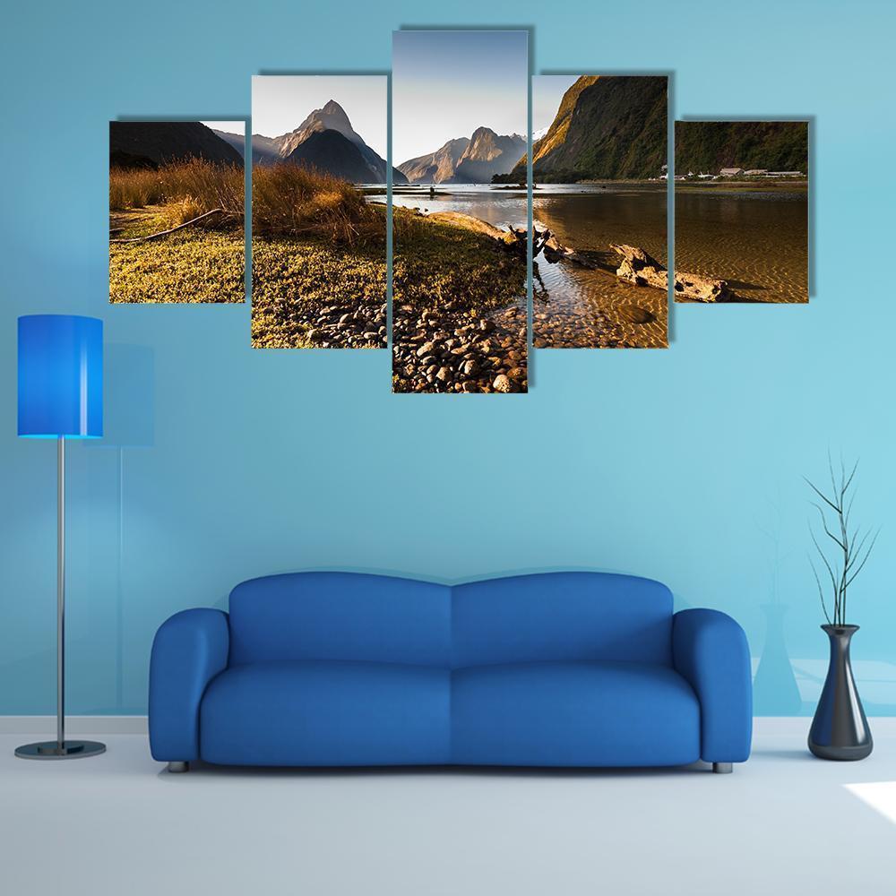 Milford Sound Canvas Wall Art-5 Star-Gallery Wrap-62" x 32"-Tiaracle