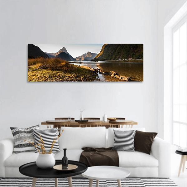 Milford Sound Panoramic Canvas Wall Art-1 Piece-36" x 12"-Tiaracle