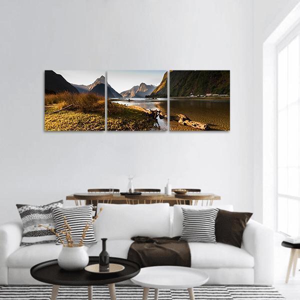 Milford Sound Panoramic Canvas Wall Art-3 Piece-25" x 08"-Tiaracle