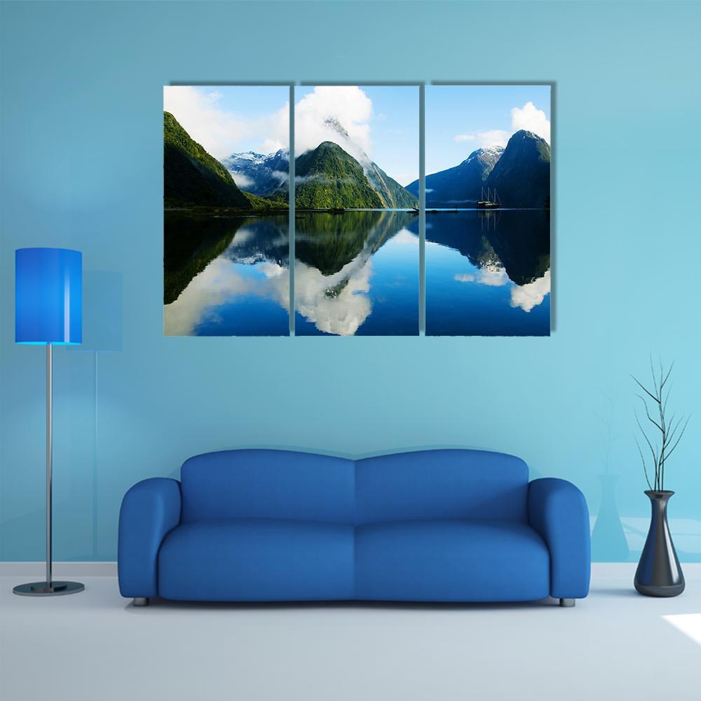 Milford Sound New Zealand Canvas Wall Art-3 Horizontal-Gallery Wrap-37" x 24"-Tiaracle