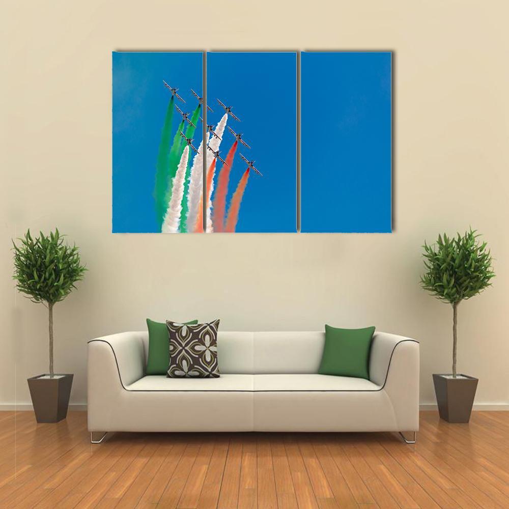 Jets Making Indian Flag Canvas Wall Art-3 Horizontal-Gallery Wrap-37" x 24"-Tiaracle