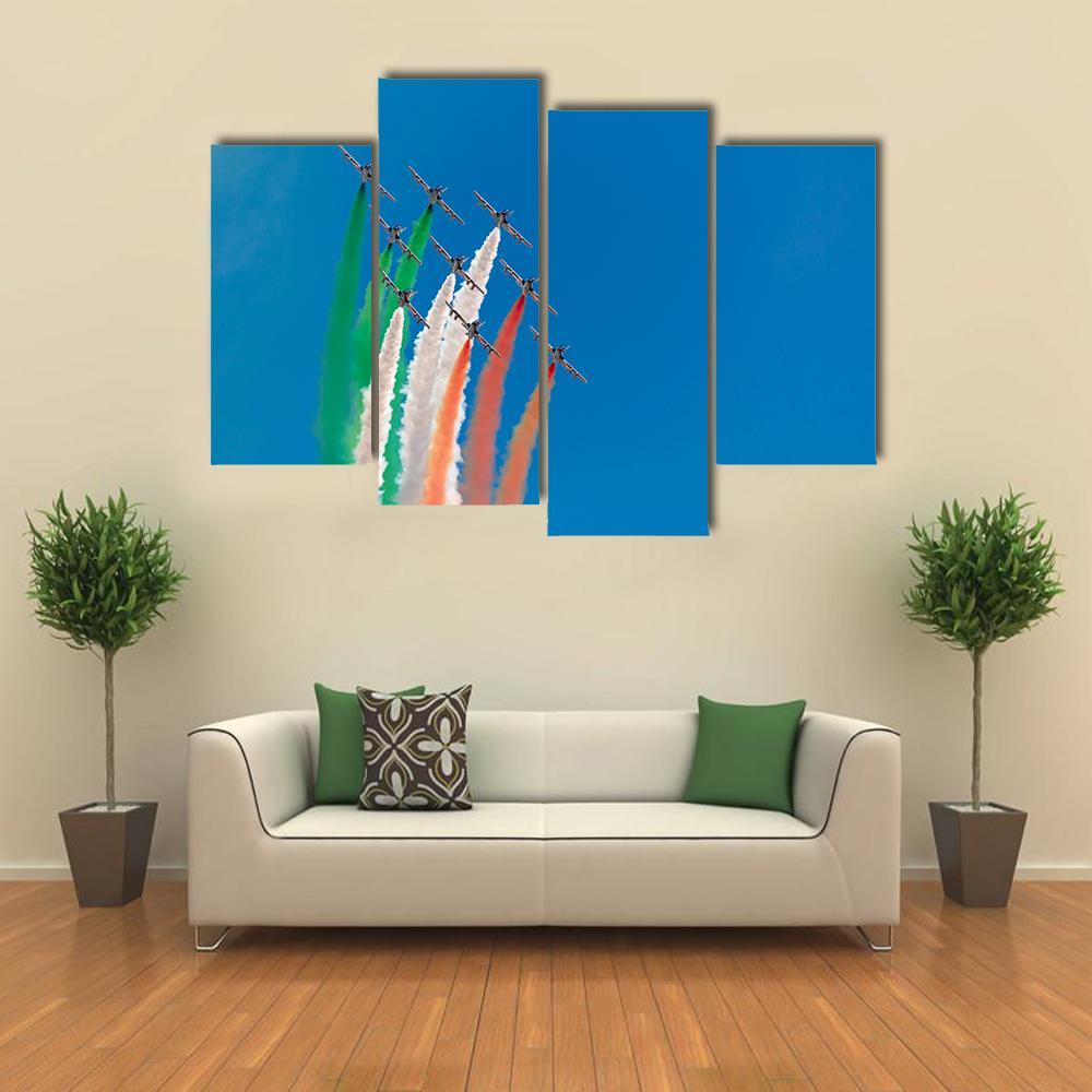 Jets Making Indian Flag Canvas Wall Art-4 Pop-Gallery Wrap-50" x 32"-Tiaracle