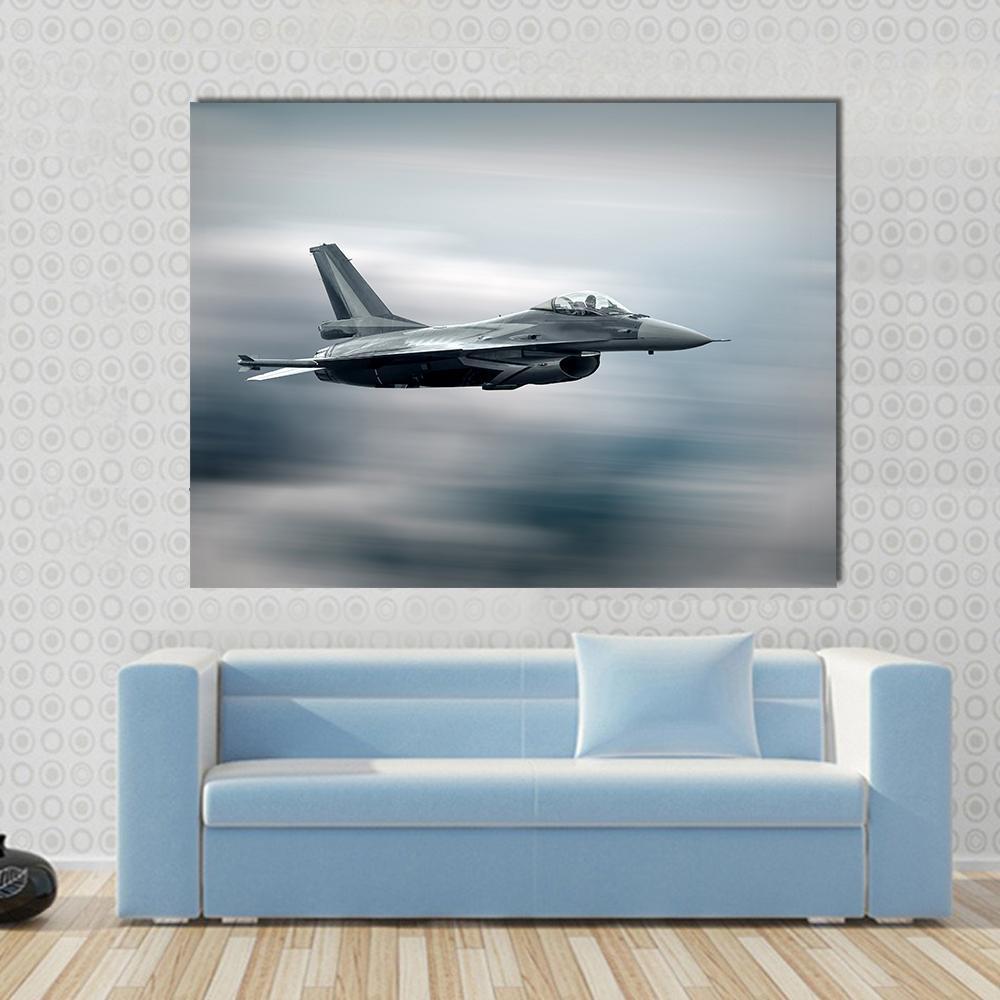 High Speed Military Airplane Canvas Wall Art-1 Piece-Gallery Wrap-48" x 32"-Tiaracle