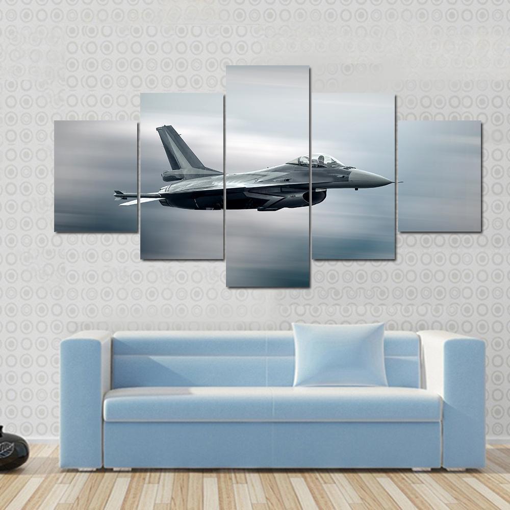 High Speed Military Airplane Canvas Wall Art-1 Piece-Gallery Wrap-48" x 32"-Tiaracle