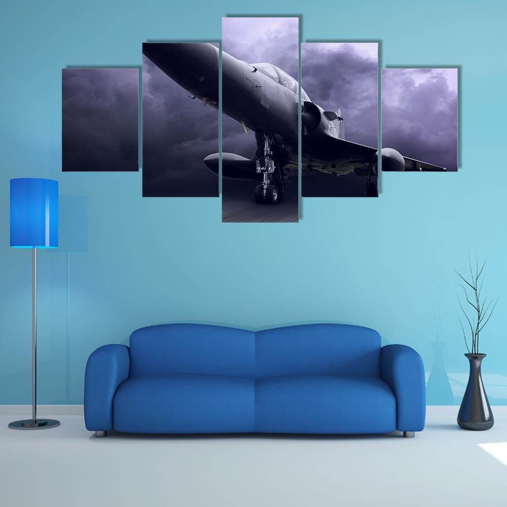 Military Airplane Canvas Wall Art-5 Star-Gallery Wrap-62" x 32"-Tiaracle