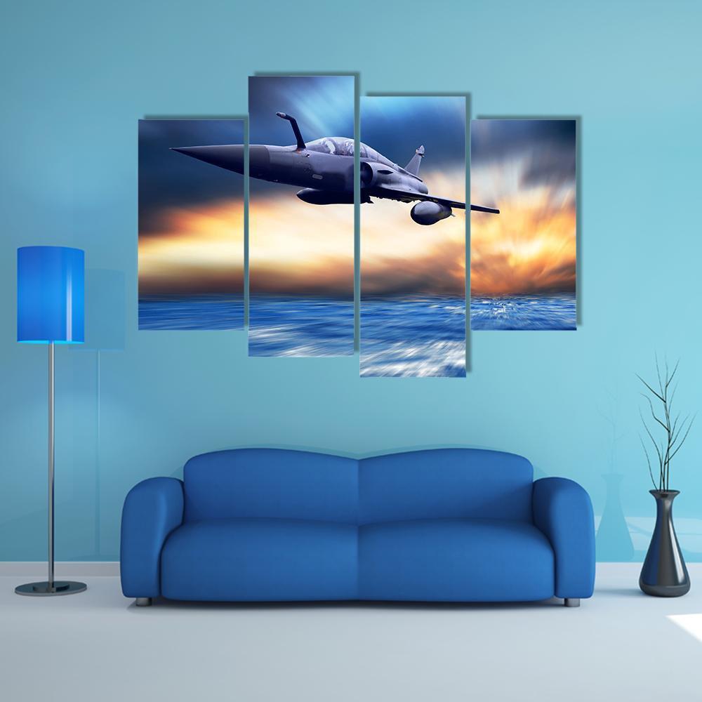 Military Airplane On Speed Canvas Wall Art-4 Pop-Gallery Wrap-50" x 32"-Tiaracle