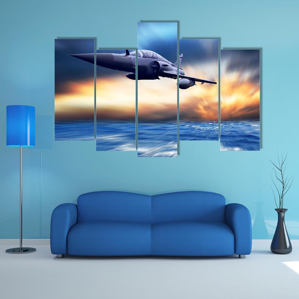 Military Airplane On Speed Canvas Wall Art-5 Pop-Gallery Wrap-47" x 32"-Tiaracle