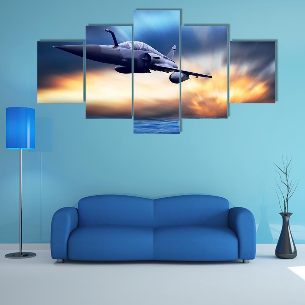 Military Airplane On Speed Canvas Wall Art-3 Horizontal-Gallery Wrap-37" x 24"-Tiaracle