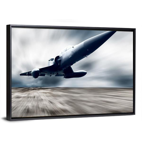 Military Airplane Taking Off Canvas Wall Art-5 Horizontal-Gallery Wrap-22" x 12"-Tiaracle