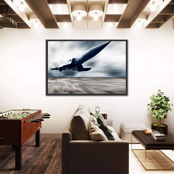 Military Airplane Taking Off Panoramic Canvas Wall Art-1 Piece-36&quot; x 12&quot;-Tiaracle