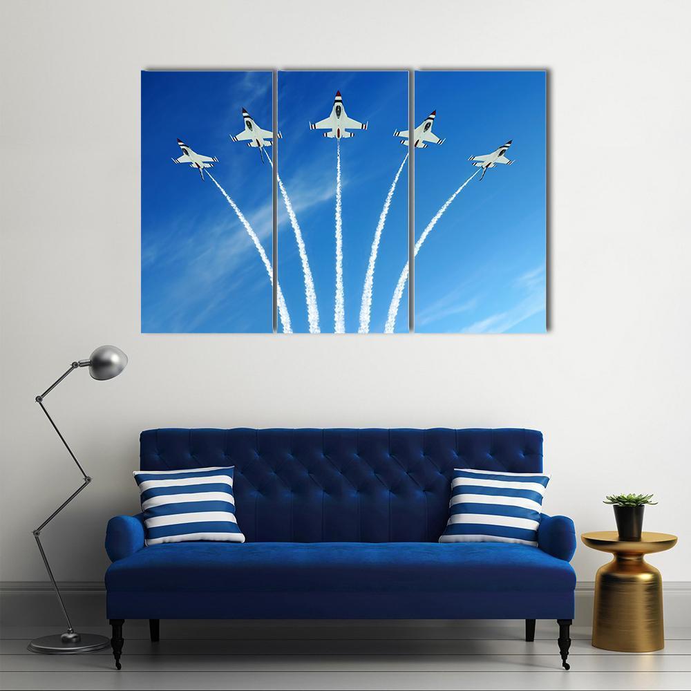 Fighter Jets Demonstration Canvas Wall Art-3 Horizontal-Gallery Wrap-37" x 24"-Tiaracle