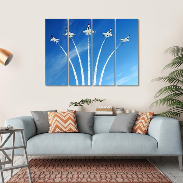 Fighter Jets Demonstration Canvas Wall Art-4 Horizontal-Gallery Wrap-34" x 24"-Tiaracle